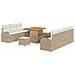 Set Divano da Giardino da 10 Pezzi con Cuscini in Rattan Beige,  Divano da Giardino a 2 posti con Ripostiglio e Cuscini in Rattan Beige,  Set da Pranzo da Giardino da 3 Pezzi con Cuscini in Rattan Beige - Foto miniatura 1