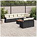 Set Divani da Giardino 9 pz con Cuscini Nero in Polyrattan - Foto miniatura 2