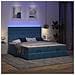 Pouf Letto con Materassi e LED Blu Scuro 200x200cm Velluto - Foto miniatura 3