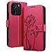 Custodia A Portafoglio Per Redmi Note 14 4g Design Premium Fiori Farfalla, Rosso - Foto miniatura 1