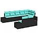 Set Divano da Giardino 8 pz Nero e Turchese Poly Rattan - Foto miniatura 1