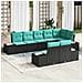 Set Divano da Giardino 8 pz Nero e Turchese Poly Rattan - Foto miniatura 7