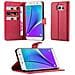Custodia Compatibile Con Samsung Galaxy Note 5 In Rosso Carminio - Coperchio Protettiva Con Chiusura Magnetica, Funzione Stand E Tasca Per Le Carte - Foto miniatura 1