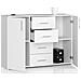 Cassettiera K45, 4 cassetti e 2 ante, 110x35x80 cm, Colore Bianco - Foto miniatura 2