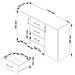 Cassettiera K45, 4 cassetti e 2 ante, 110x35x80 cm, Colore Bianco - Foto miniatura 3