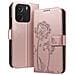 Custodia A Portafoglio Per Redmi Note 14 4g Design Premium Fiori Farfalla, Rosa Champagne - Foto miniatura 1