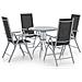 Set Mobili Pranzo Giardino 5pz Alluminio e Textilene Argento - Foto miniatura 1