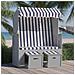Strandkorb con Tettoia Polyrattan e Legno Massello Blu e Bianco - Foto miniatura 1
