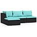 Set Divani da Giardino 4 pz con Cuscini in Polyrattan Nero - Foto miniatura 1
