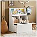 Libreria Per Bambini Scaffale Per Bambini Con Cassapanca Portagiochi Estraibile Mobili Cameretta Bianco 76x40x100cm Kmb83-w - Foto miniatura 5