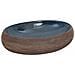 Lavabo da Appoggio Marrone e Blu Ovale 59x40x15 cm Ceramica - Foto miniatura 2