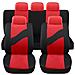 Coprisedili Auto Universali Modello Ls08, Set Anteriori E Posteriori, Tessuto Poliestere, Colore Rosso - Foto miniatura 1