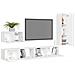 Set Mobili Porta TV 4 pz Bianco in Legno Multistrato - Foto miniatura 4
