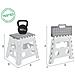 Tb-032-gb Sgabello Pieghevole Multiuso | Sgabello Per Adulti O Bambini | Scala Pieghevole | Scalino | Sgabello Per Cucina, Bagno, Campeggio | 32 Cm Di Altezza | White & Grey - Foto miniatura 3