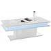 Tavolino Da Salotto Leon, Tavolo Basso Da Caffè, Mobiletto Portariviste, 100% Made In Italy, Cm 100x55h42, Bianco Lucido Con Luce Led - Foto miniatura 4
