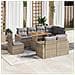 Set Divano Da Giardino 9 Pz Con Cuscini Beige In Polyrattan - Foto miniatura 2