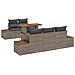 Set da pranzo da giardino da 6 pezzi con cuscini grigi in rattan poliestere - Foto miniatura 1