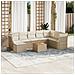 Set Divano da Giardino 9 pz con Cuscini Beige in Polyrattan - Foto miniatura 2