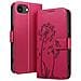Custodia A Portafoglio Per Iphone 16e Design Premium Fiori Farfalla, Rosso - Foto miniatura 1