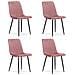Sedia TURIN - Velluto rosa con gambe nere x 4 - Foto miniatura 1