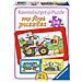 My First Puzzle 3x6 Pezzi - Escavatrice Trattore e Camion Ribaltabile - Foto miniatura 1