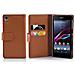 Custodia Compatibile Con Sony Xperia Z1 In Marrone Cioccolata - Coperchio Protettivo In Ecopelle Testurizzata E Tasca Per Carte Di Credito - Foto miniatura 1