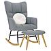 Poltrona A Dondolo Con Poggiapiedi Grigio Chiaro In Tessuto - Foto miniatura 1