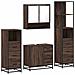 Set Mobili Da Bagno 4 Pz Rovere Marrone In Legno Multistrato - Foto miniatura 2