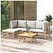 Set Salotto da Giardino 5pz con Cuscini Grigio Chiaro Bambù - Foto miniatura 2