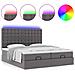 Pouf Letto con Materassi e LED Grigio 180x200cm Similpelle - Foto miniatura 5
