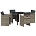 Set da Pranzo per Giardino con cuscino 5 pcs Grigio Poly Rattan - Foto miniatura 1