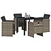 Set da Pranzo per Giardino con cuscino 5 pcs Grigio Poly Rattan - Foto miniatura 3
