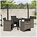 Set da Pranzo per Giardino con cuscino 5 pcs Grigio Poly Rattan - Foto miniatura 4
