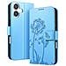 Custodia A Portafoglio Per Iphone 17 Premium Design Fiori Farfalla, Blu Chiaro - Foto miniatura 1