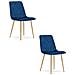 Sedia VALORA TURIN - Velluto blu navy con gambe color legno x 2 - Foto miniatura 1