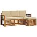 Set divani 4 pcs Naturale e Beige Legno di Acacia Massello - Foto miniatura 1
