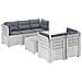 Divano da Giardino 5 Posti con Cuscini Stile Rattan PP Bianco - Foto miniatura 1