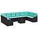 Set di divani con cuscino 11 pcs Nero polyrattan - Foto miniatura 1