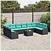 Set di divani con cuscino 11 pcs Nero polyrattan - Foto miniatura 3
