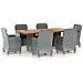 Set Pranzo Da Giardino 7pz Con Cuscini Polyrattan Grigio Chiaro - Foto miniatura 1