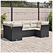 Set Divano da Giardino 6 pz con Cuscini Nero in Polyrattan - Foto miniatura 2