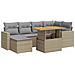 Set Divani Da Giardino 7 Pz Con Cuscini Beige In Polyrattan - Foto miniatura 1