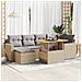 Set Divani Da Giardino 7 Pz Con Cuscini Beige In Polyrattan - Foto miniatura 6