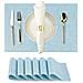Set Di 6 Tovagliette In Pvc - 30x45cm - Blu E Bianco: Protezione E Stile Per La Tua Tavola Blue + White - Foto miniatura 1