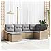 Set divani da giardino in 6 pezzi con cuscini beige polirattan - Foto miniatura 2
