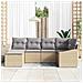 Set divani da giardino in 6 pezzi con cuscini beige polirattan - Foto miniatura 3