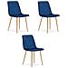 Sedia TURIN - Velluto blu navy con gambe color legno x 3 - Foto miniatura 1