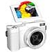 Fotocamera Digitale 5k Ultra Hd 64mp Wifi Con Schermo Ribaltabile E Obiettivo Macro White - Foto miniatura 1