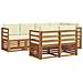 Set divani 7 pcs Naturale e Crema Legno di Acacia Massello - Foto miniatura 1