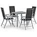Set Mobili da Pranzo per Giardino 5 pz Alluminio Argento e Nero - Foto miniatura 1